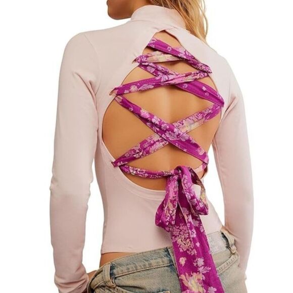 Intimately Free People OB1054279 WMN Sz S Mauve/Pink Straps In The Back Bodysuit - Picture 10 of 10